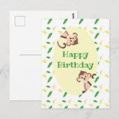 Carte Postale Singe Anniversaire Feuille Tropicale de Banane Épl (Devant / Derrière)