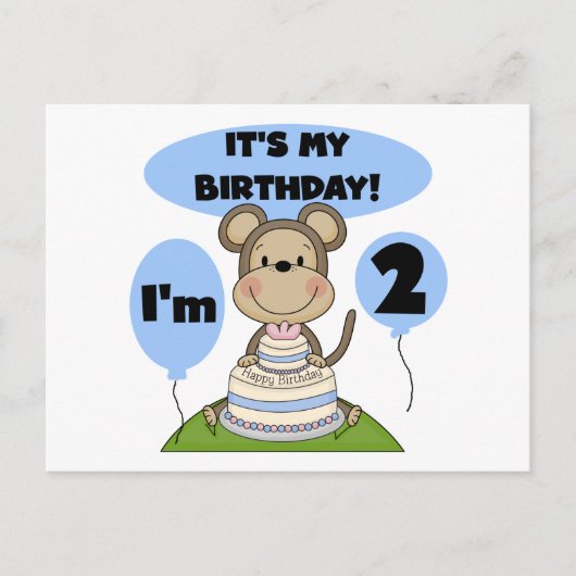 Carte Postale Singe Anniversaire Garçon 2e T-shirts et cadeaux (Devant)