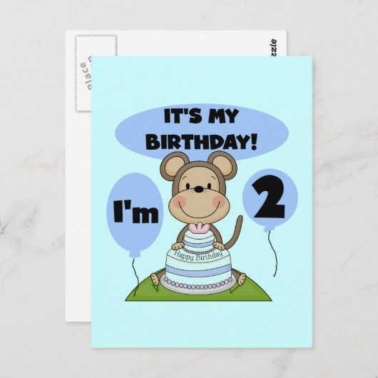 Carte Postale Singe Anniversaire Garçon 2e T-shirts et cadeaux (Devant / Derrière)