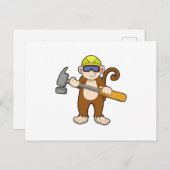 Carte Postale Singe artisan avec marteau (Devant / Derrière)