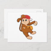 Carte Postale Singe au baseball avec gant de baseball (Devant / Derrière)