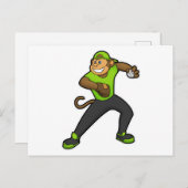 Carte Postale Singe au baseball avec une batte de baseball (Devant / Derrière)