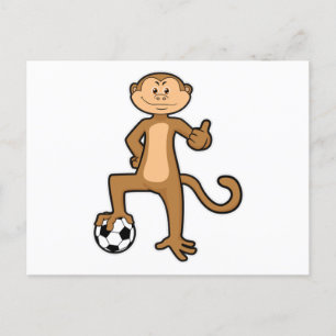 Carte Postale Singe au sport avec ballon de football