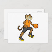 Carte Postale Singe au sport de basket-ball (Devant / Derrière)