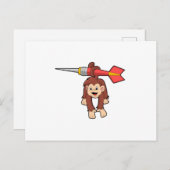Carte Postale Singe aux fléchettes avec fléchette (Devant / Derrière)