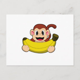 Carte Postale Singe avec banane