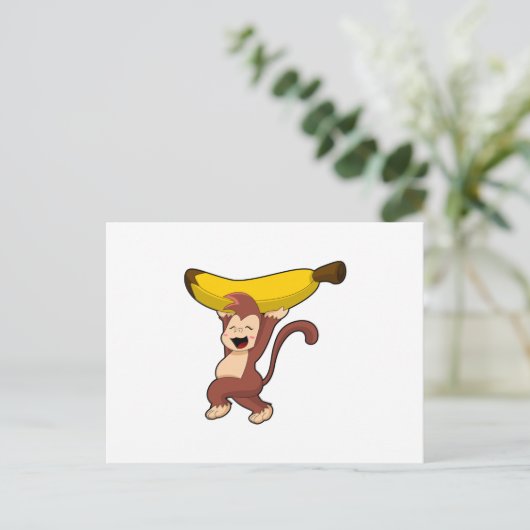 Carte Postale Singe avec banane (Debout devant)