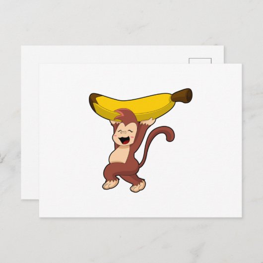Carte Postale Singe avec banane (Devant / Derrière)