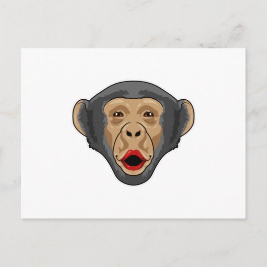 Carte Postale Singe avec bouche en forme de baiser (Devant)