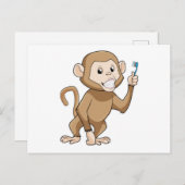 Carte Postale Singe avec brosse à dents (Devant / Derrière)