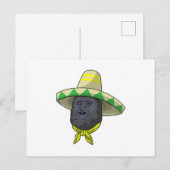 Carte Postale Singe avec chapeau de paille (Devant / Derrière)