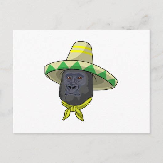 Carte Postale Singe avec chapeau de paille (Devant)