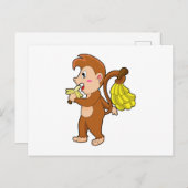 Carte Postale Singe avec des bananes (Devant / Derrière)