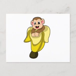 Carte Postale Singe avec écorce de banane
