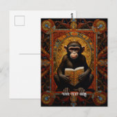 Carte Postale Singe avec livre (Devant / Derrière)