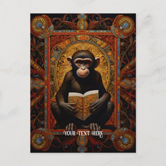 Carte Postale Singe avec livre (Devant)