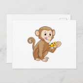 Carte Postale Singe avec morceau de pizza (Devant / Derrière)