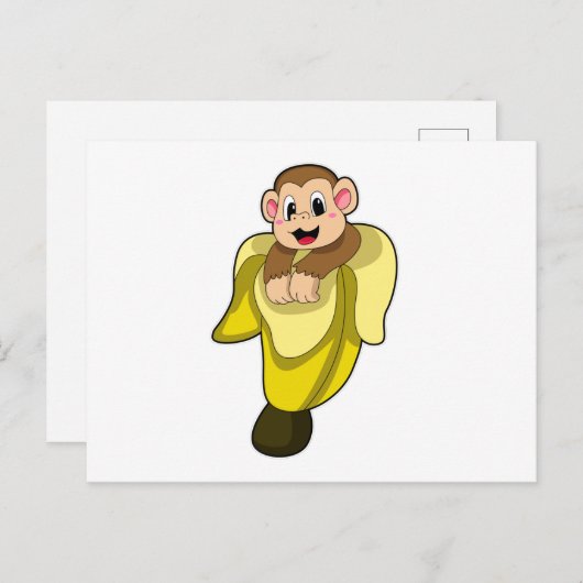 Carte Postale Singe avec peau de banane (Devant / Derrière)