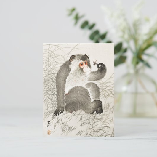 Carte Postale Singe avec peinture d'insectes par Ohara Koson (Debout devant)