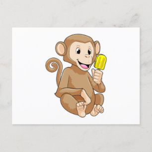 Carte Postale Singe avec sucette glacée