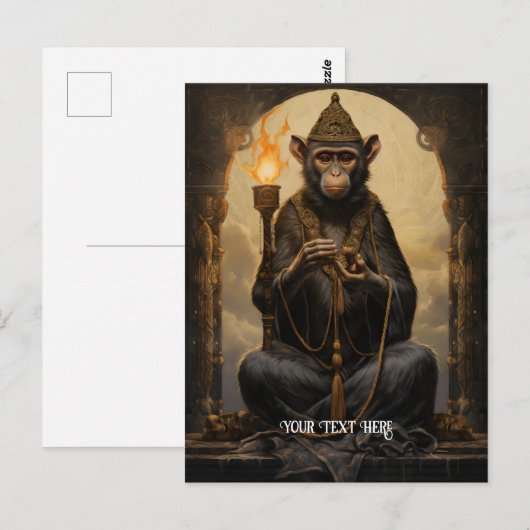 Carte Postale Singe avec torche (Devant / Derrière)