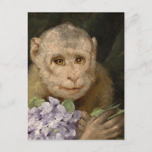 Carte Postale Singe avec un bouquet de violettes   Gabriel von M
