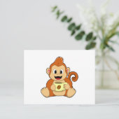 Carte Postale Singe avec une tasse de café (Debout devant)