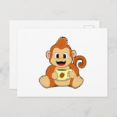 Carte Postale Singe avec une tasse de café (Devant / Derrière)