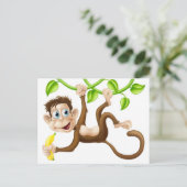 Carte Postale Singe balançant avec banane (Debout devant)