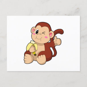 Carte Postale Singe bébé avec banane