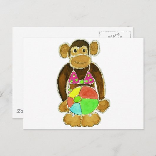 Carte Postale Singe bikini (Devant / Derrière)