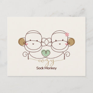 Carte Postale Singe chaussette cosy