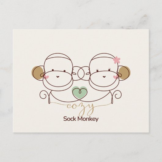 Carte Postale Singe chaussette cosy (Devant)