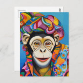Carte Postale Singe coloré (Devant / Derrière)