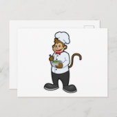 Carte Postale Singe comme cuisinier avec bol (Devant / Derrière)