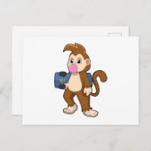 Carte Postale Singe comme patineur avec skateboard (Devant / Derrière)