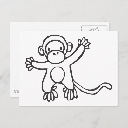 Carte Postale Singe créatif dans le dessin d'esquisse (Devant / Derrière)