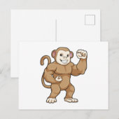 Carte Postale Singe culturiste à la musculation (Devant / Derrière)