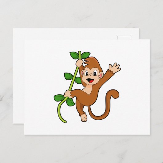 Carte Postale Singe dans la jungle (Devant / Derrière)