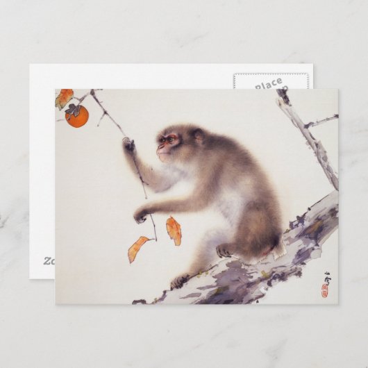 Carte Postale Singe dans un arbre persimmon (Devant / Derrière)