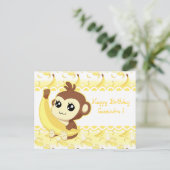 Carte Postale Singe de Cute Kawaii tenant de la banane (Debout devant)