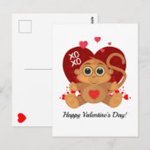 Carte Postale Singe de la Saint Valentin (Devant / Derrière)