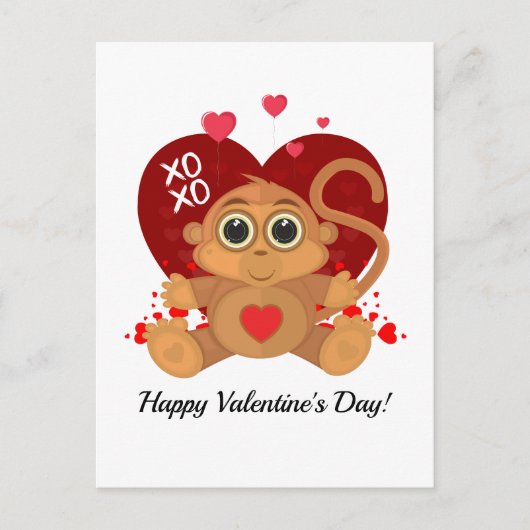 Carte Postale Singe de la Saint Valentin (Devant)