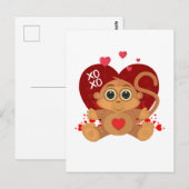 Carte Postale Singe de la Saint Valentin (Devant / Derrière)