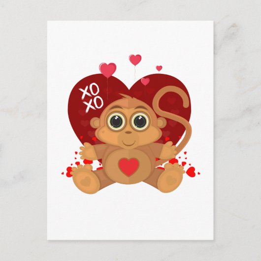 Carte Postale Singe de la Saint Valentin (Devant)