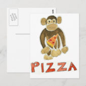 Carte Postale Singe de pizza (Devant / Derrière)