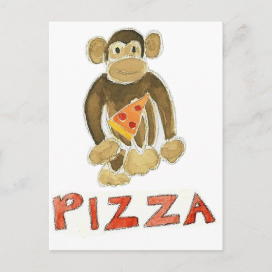 Carte Postale Singe de pizza (Devant)