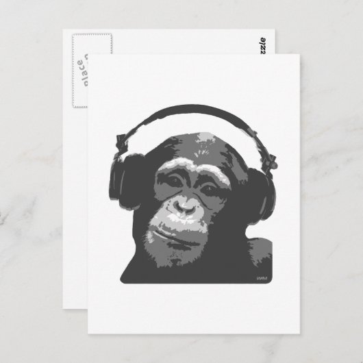 CARTE POSTALE SINGE DU DJ (Devant / Derrière)