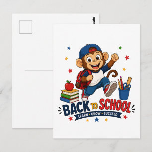 Carte Postale Singe élève de retour à l'école