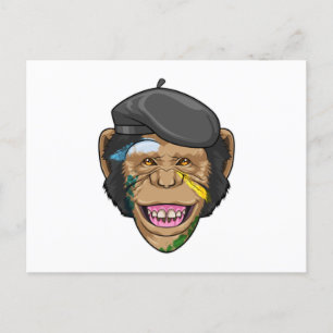 Carte Postale Singe en peintre